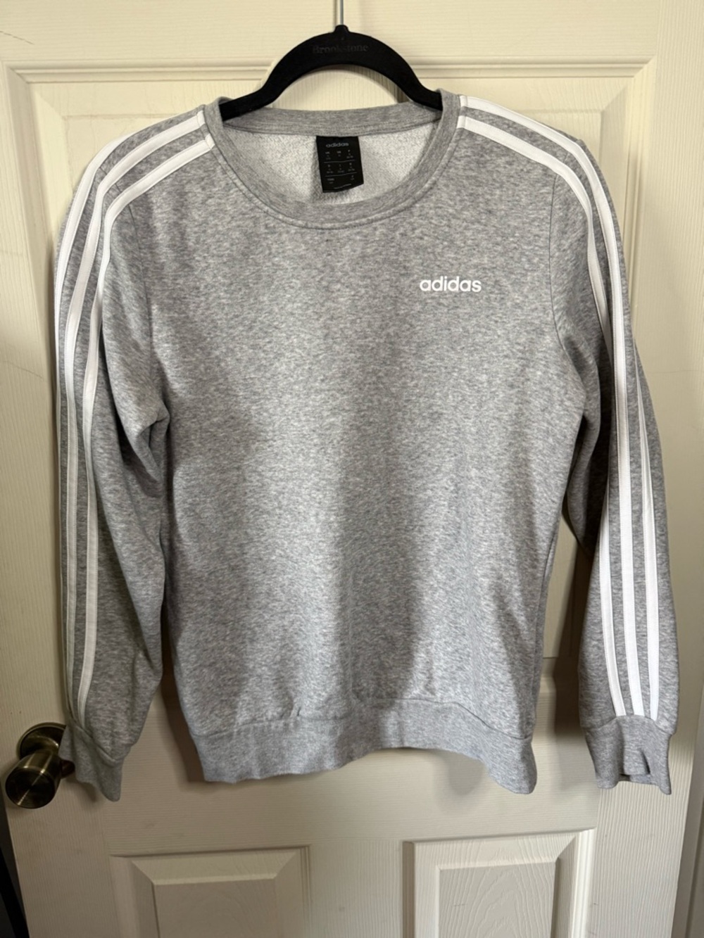 Adidas Woman’s Grey Crewneck Sweatshirt White Stripes - Small